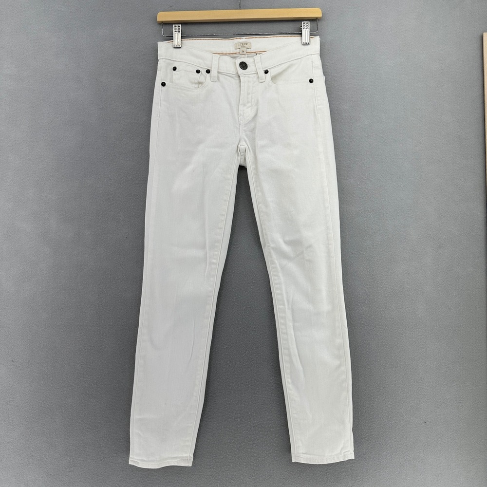 J. Crew Stretch White Denim Jeans Womens 24 Skinny Slim Pant Minimalist Preppy